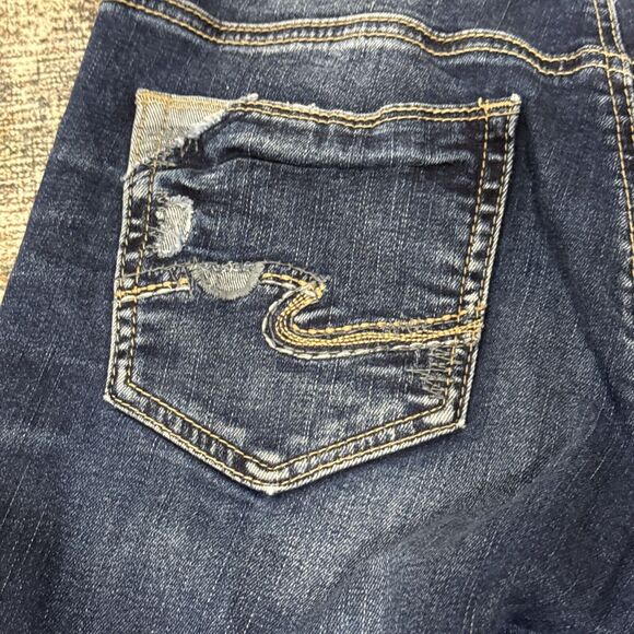 Silver Jeans Suki Mid Slim Straight Women’s 28 x 22 1/2 Distressed Blue Denim - Picture 10 of 16